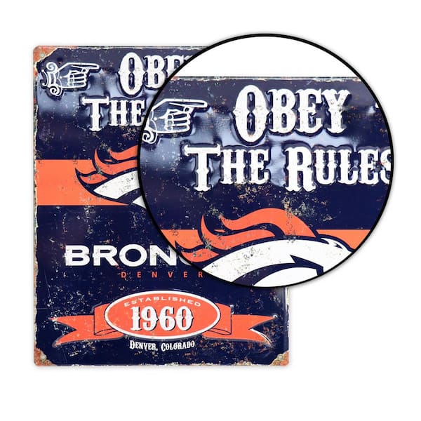14.5 in. H x 11.5 in. D Heavy Duty Steel Denver Broncos Embossed Metal Sign Wall Art