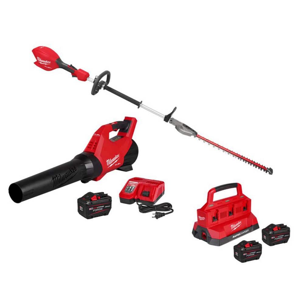 MILWAUKEE M18 FUEL 18V 20 in. Brushless Cordless Battery Powered Short Pole Hedge Trimmer w/ M18 FORGE Starter Kit, M18 Blower Kit (3043-20-48)