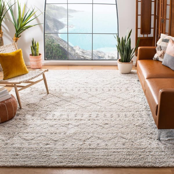 Arizona Shag 8 ft. x 8 ft. Ivory/Beige Geometric Lodge Square Area Rug