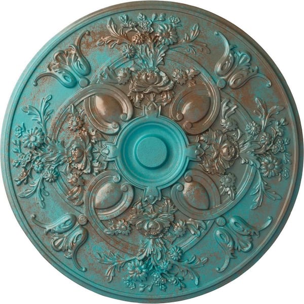 Ekena Millwork 31-1/4 in. x 2-1/4 in. Baile Urethane Ceiling (Fits Canopies up to 6 in.), Copper Green Patina