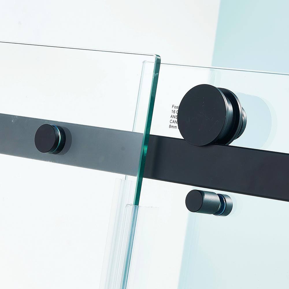 Matte Black Semi-Frameless Sliding Shower Door with Tempered Glass