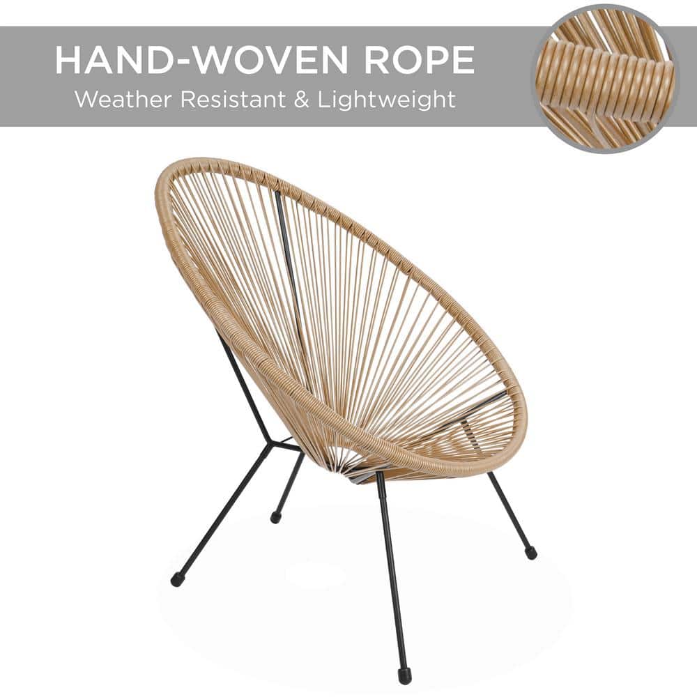 Natural Acapulco 3-Piece Patio Set with Glass Table