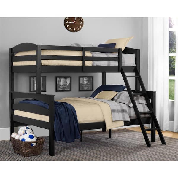 Dorel Living Brady Twin Over Full Black, Twin Size Wooden Bunk Beds