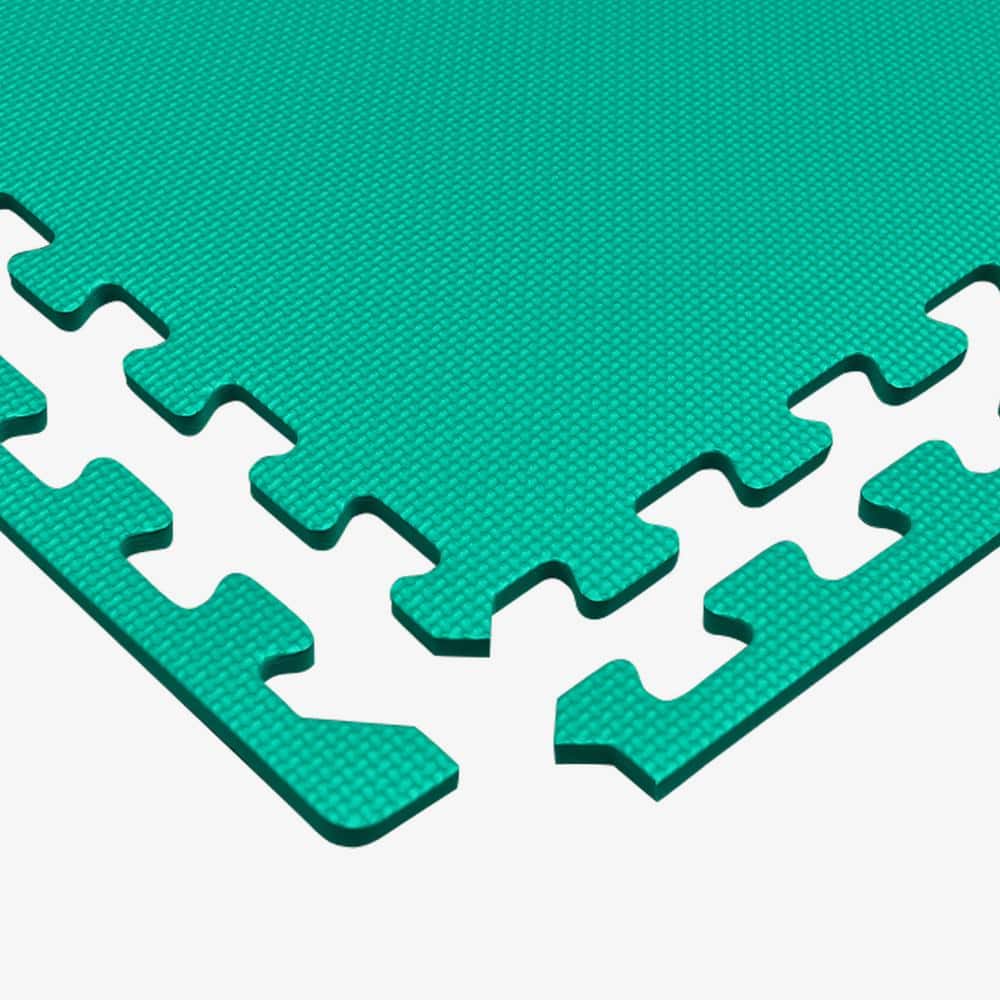 Green EVA Foam Interlocking Gym Floor Tiles, 24 x 24 Inch