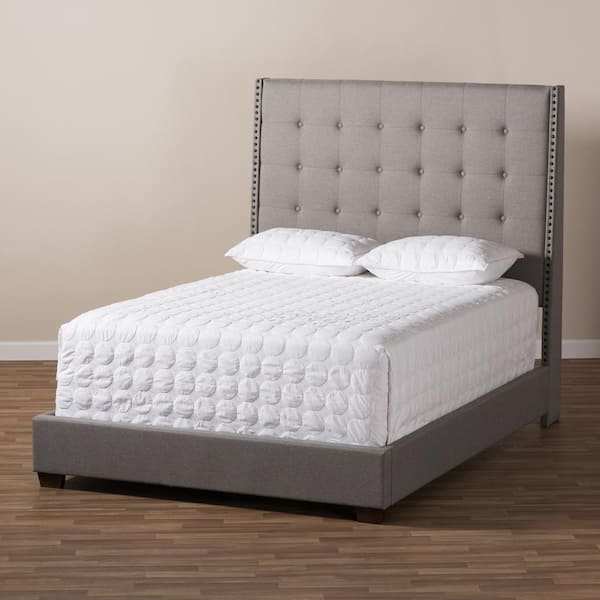 Baxton Studio Georgette Light Gray Queen Bed 145 8124 HD The