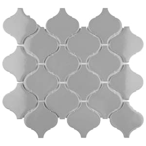Metro Lantern Glossy Light Grey 9-1/2 in. x 10-3/4 in. Porcelain Mosaic Tile (14.6 sq. ft./Case)