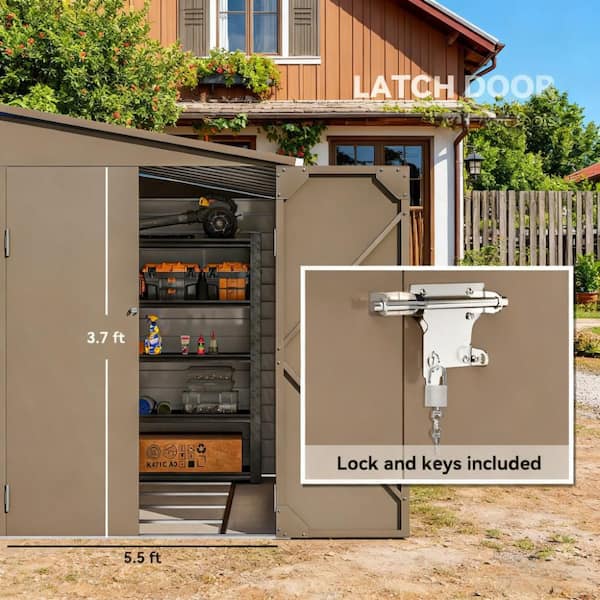 VAMOP 4.7 ft. W x 8.9 ft. D Brown Metal Lean-To Shed with