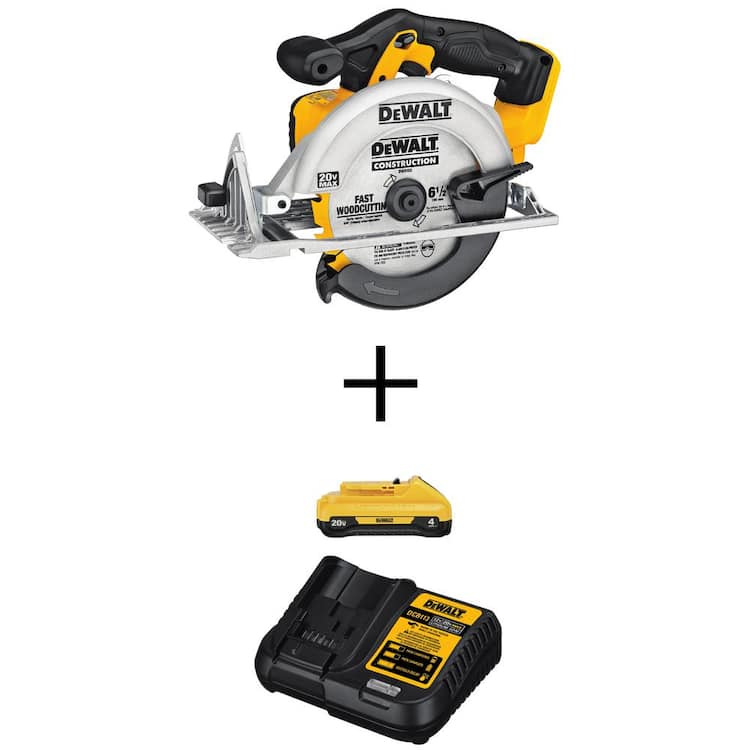 DEWALT 20V MAX Cordless 6-1/2 in. Circular Saw, (1) 20V 4.0Ah Battery, and Charger