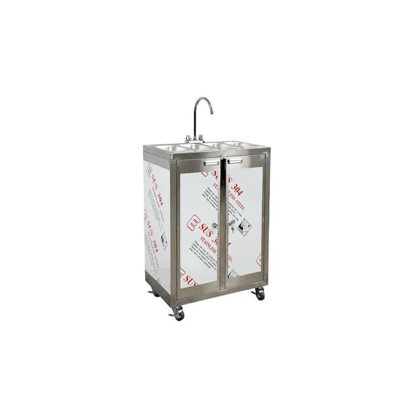 Elite Kitchen Supply 30 in. Freestanding Stainless Steel Commercial NSF Portable Sink Food Truck Trailer 4 Compartment EPS4C30 18-Gauge