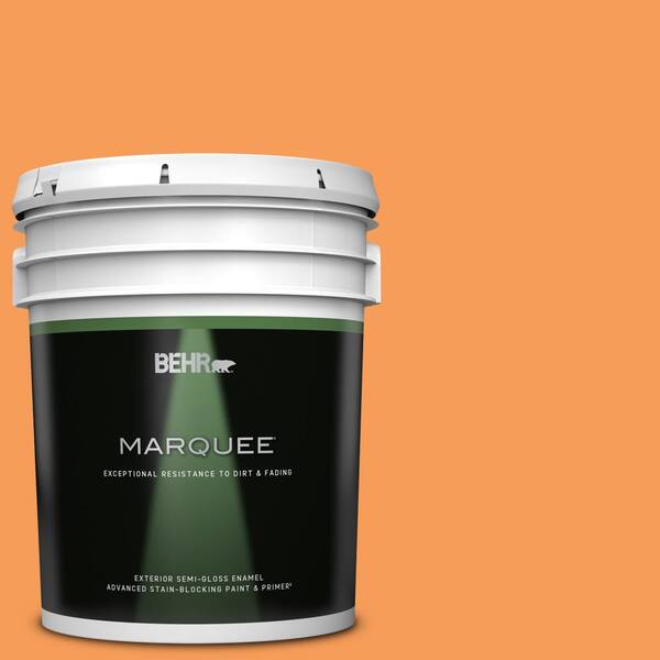 BEHR MARQUEE 5 gal. #P220-6 Bergamot Orange Semi-Gloss Enamel Exterior Paint & Primer