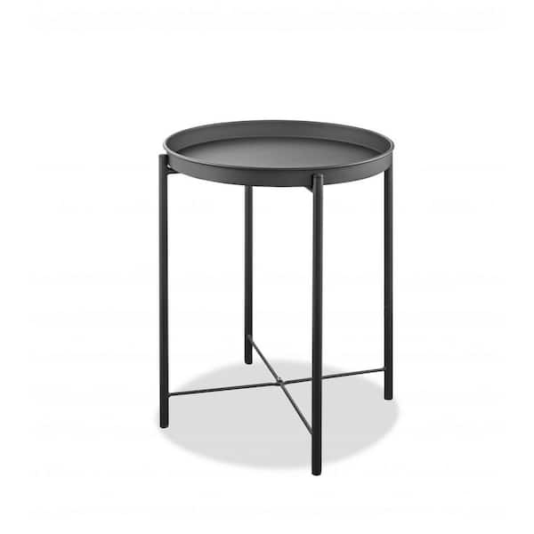 17 in. Black Round Aluminum End Table