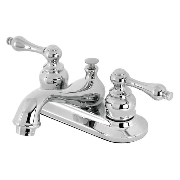 Kingston Brass Restoration 4 in. Centerset 2-Handle Bathroom Faucet with Brass Pop-Up in Polished Chrome