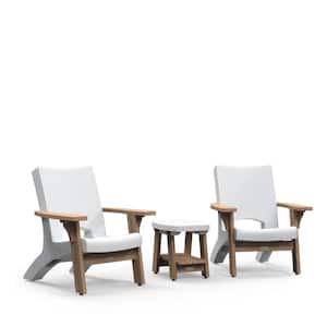 Mesa 3-Piece Resin and Wood Patio Conversation Deep Seating Set - White