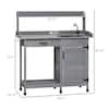 Outsunny Potting Bench Table with Faucet, Sink, Hooks and Storage Cabinet, Outdoor Prep Table Gardening Bench, Patio 845-892V00GY