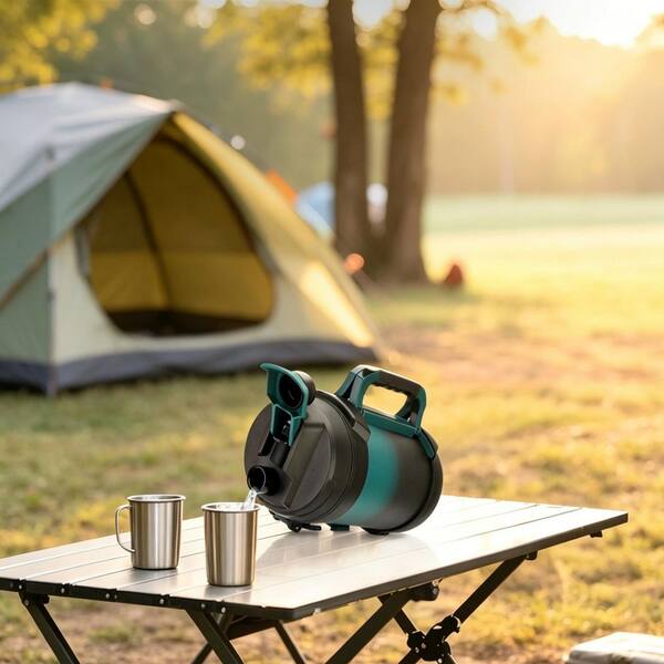 Numhew 128 oz. Blue Stainless Steel Triple Wall Insulated Water Bottle with Straw and Spout, Keeps Cold 48 Hours for Outdoors