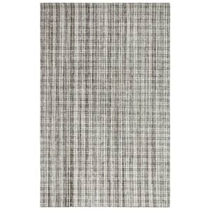 Abstract Brown/Green 5 ft. x 8 ft. Modern Plaid Area Rug