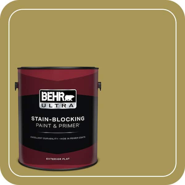BEHR ULTRA 1 gal. #390D-6 Spring Moss Flat Exterior Paint & Primer