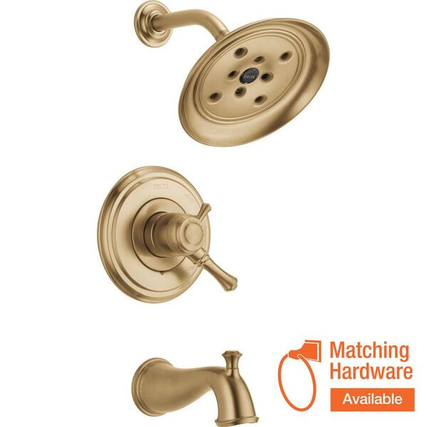 Delta Cassidy 1-Handle H2Okinetic Tub and Shower Faucet Trim Kit Only in Champagne Bronze (Valve Not Included)