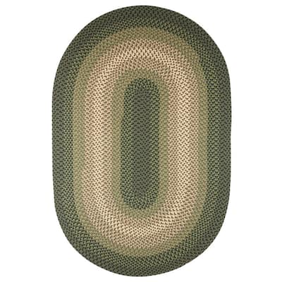 Pioneer Green Multi 4 ft. x 6 ft. Oval Indoor/Outdoor Braided Area Rug