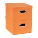 8 in. H x 13 in. W x 15 in. D Orange Fabric Cube Storage Bin 2-Pack