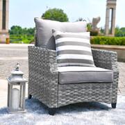 Irene Gray 5-Piece Wicker Patio Fire Pit Conversation Set with Gray Cushions