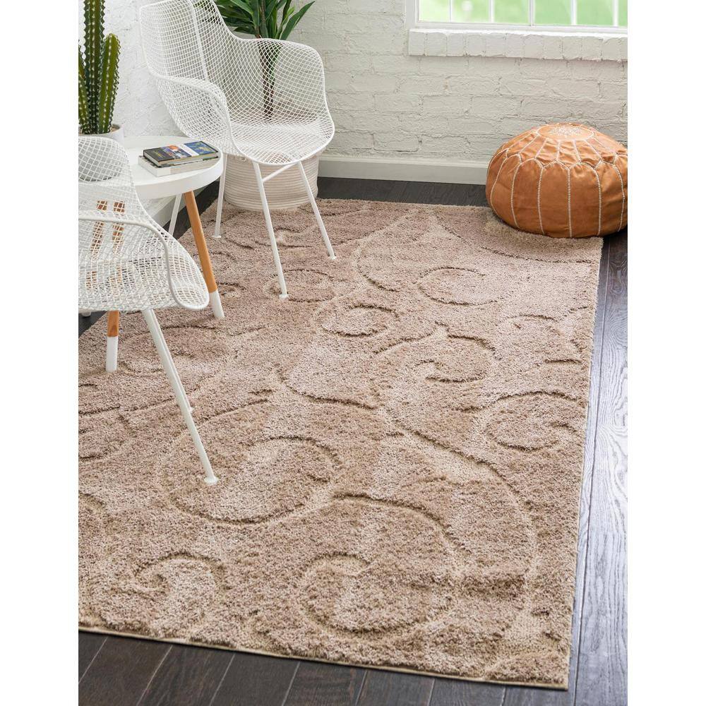 Botanical Bliss Beige Shag Rug 5' x 8' with Floral Pattern