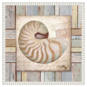 "Beach Shell III" by Elizabeth Medley 1-Piece Floater Frame Giclee Coastal Canvas Art Print 16 in. x 16 in.