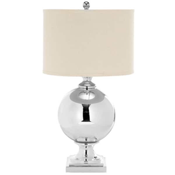 SAFAVIEH Icott 29 in. Silver Mercury Glass Table Lamp with Off-White Shade