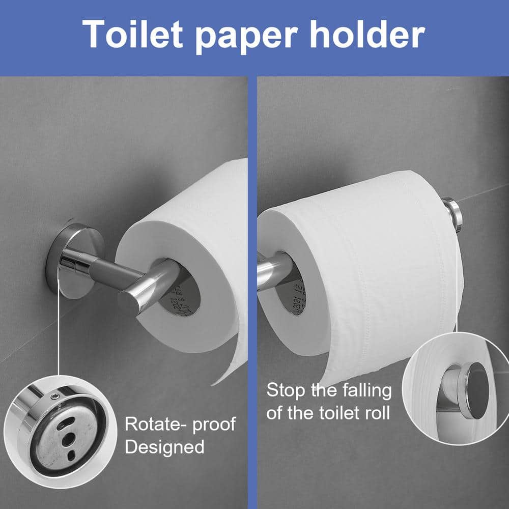 Polished Chrome 6-Piece Stainless Steel Bathroom Hardware Set