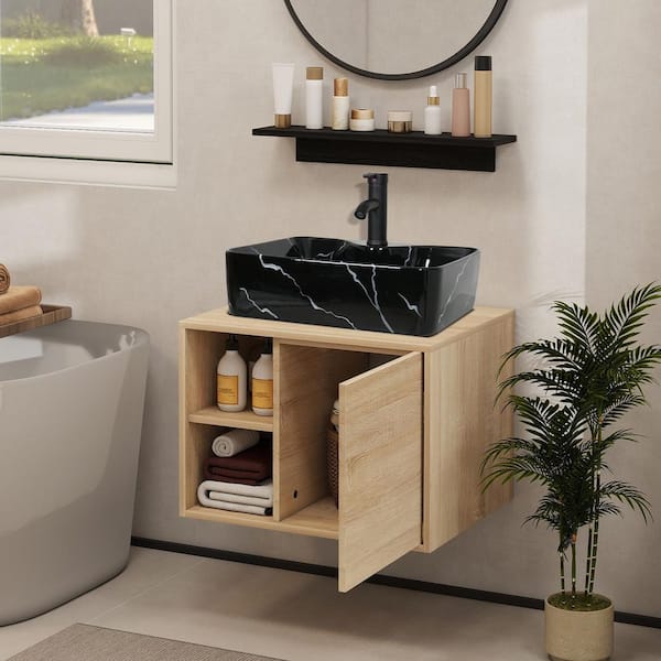 24 in. W x 19 in. D x 17 in. H Single Sink Bath Vanity in Burlywood Color with Burlywood Solid Surface Top and Mirror