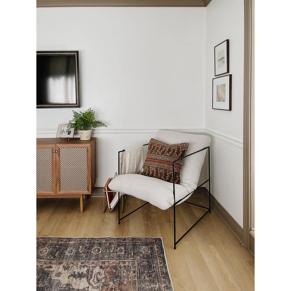 Ivory Pillow Top Luxe Accent Chair with Black Iron Frame