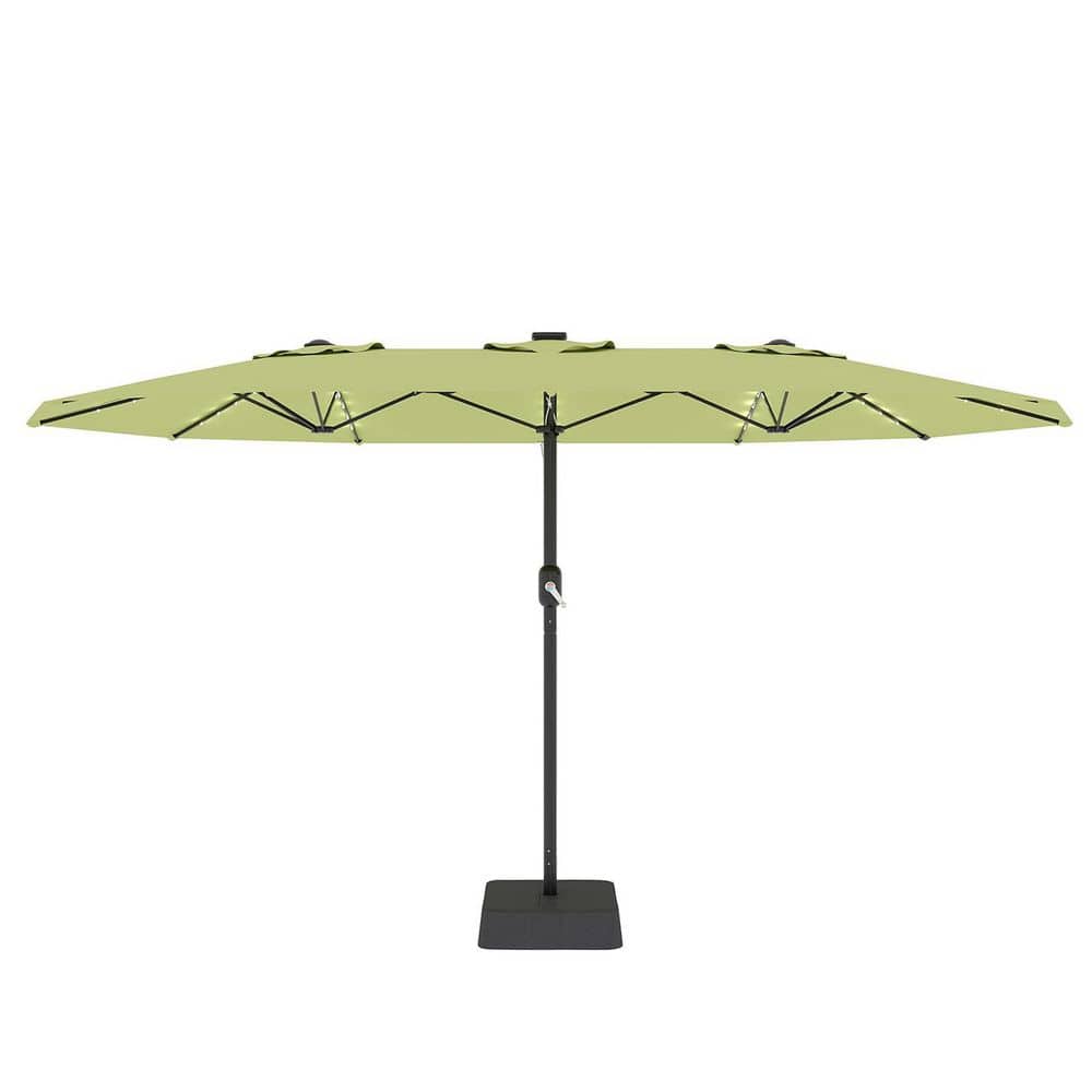 10 ft. x 9 ft. Rectangular Solar LED Lighted Market Patio Umbrella in Green with Crank Handle and Base price history on PriceWatchPro