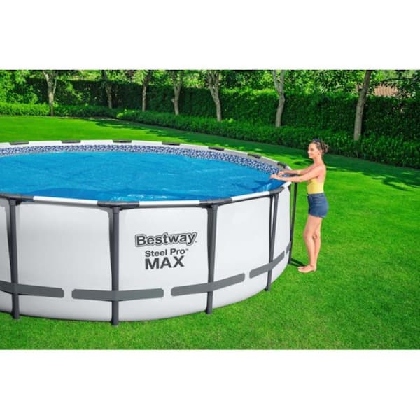 58252E-BW 14 The Round - AquaScoop + 58635E-BW & Above Depot Bestway Ground FlowClear Ft Solar Cover Pool Home Skimmer