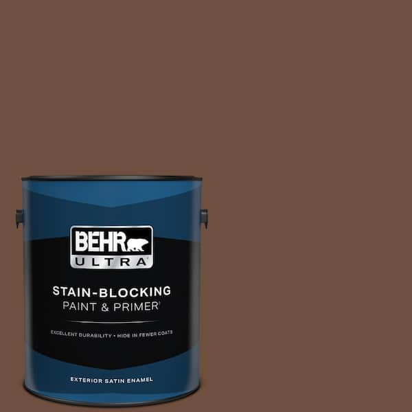 BEHR ULTRA 1 gal. #ICC-81 Traditional Leather Satin Enamel Exterior Paint & Primer