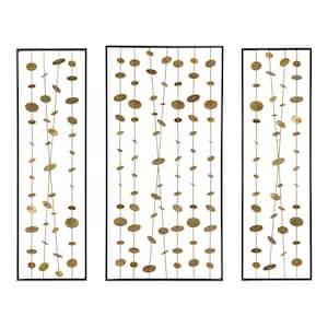 Anky Iron Gold Metal Decorative Wall Art with Black Frame, Wall Decor for Living Room Bedroom Entryway Office (Set of 3)
