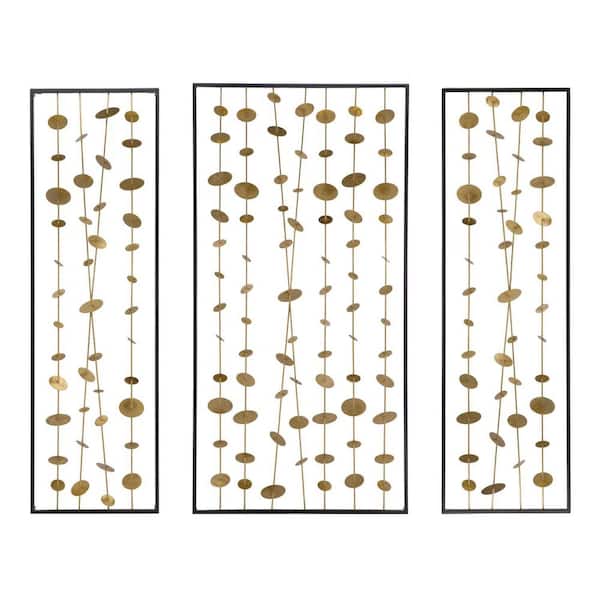 Miscool Anky Iron Gold Metal Decorative Wall Art with Black Frame, Wall Decor for Living Room Bedroom Entryway Office (Set of 3)