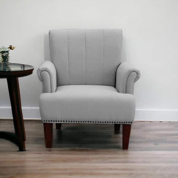 Light Gray Arm Chair Set of 1 with Nailhead Trim
