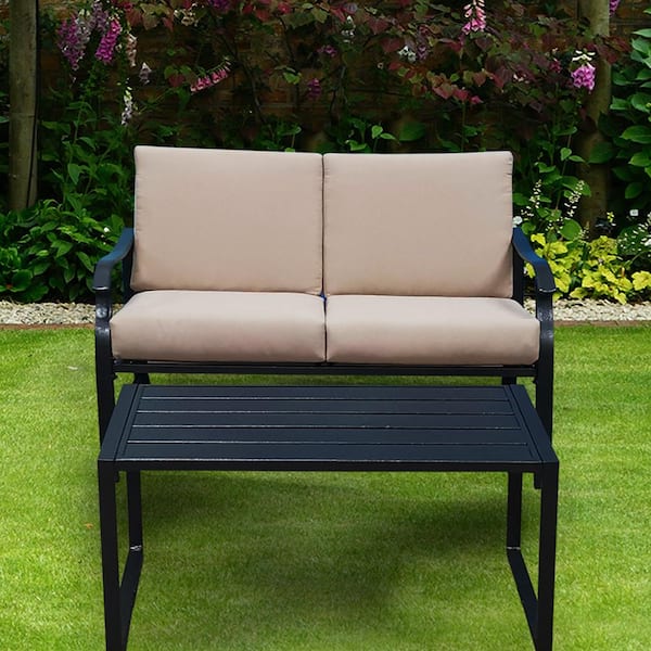 outdoor loveseat black metal