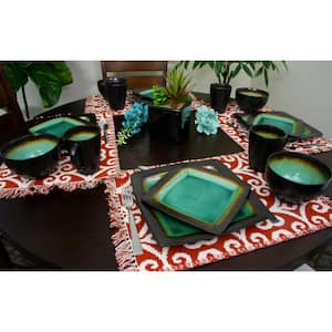 Ocean Paradise 16-Piece Contemporary Blue Stoneware Dinnerware Set (Service for 4)