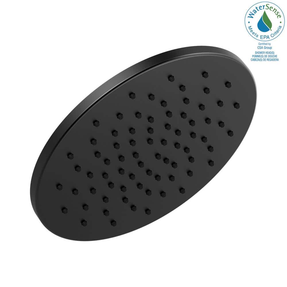 Matte Black Round Metal Rain Shower Head, 11.75-inch
