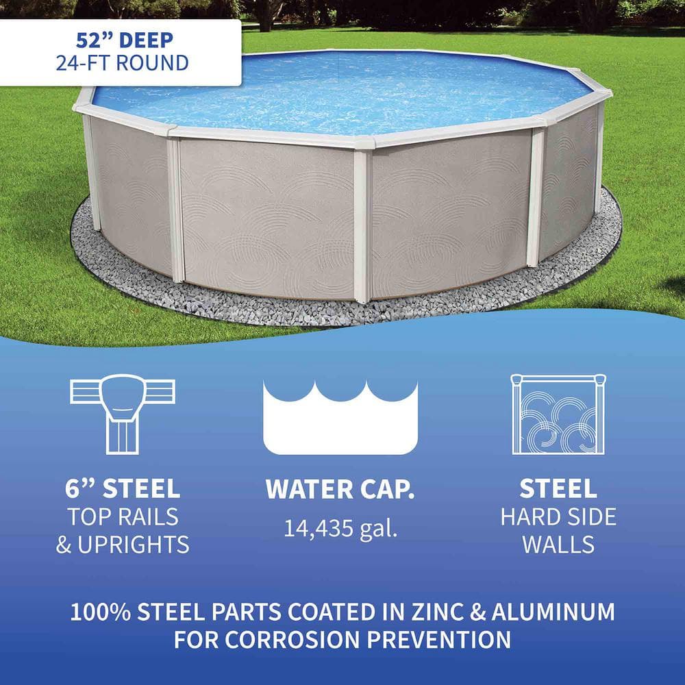 Belize Round 24' Steel Above-Ground Pool with Filter Pump