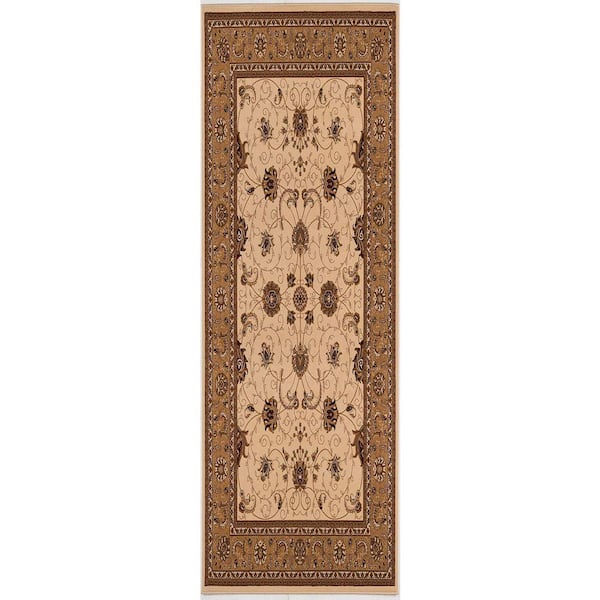 Majestic Beige Cream, 2 ft. x 17 ft. Persian Indoor Traditional Runner Rug