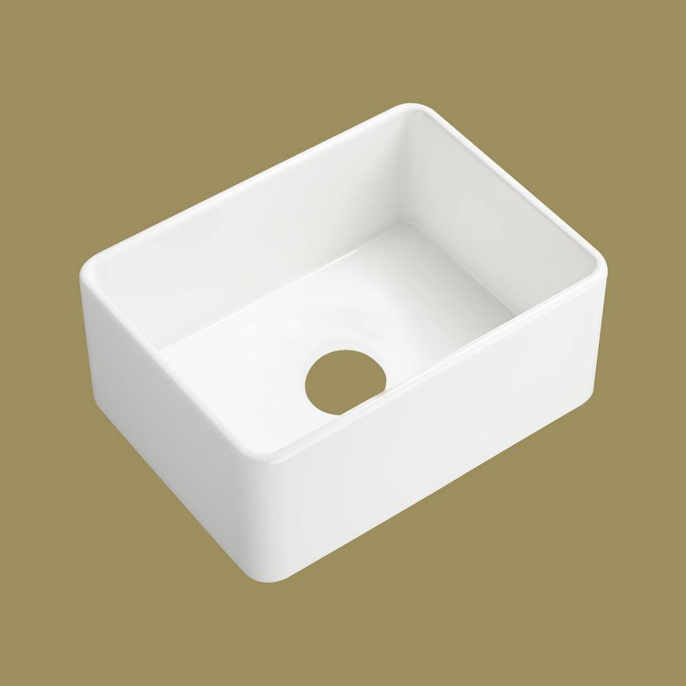 24'' White Fireclay Farmhouse Apron-Front Kitchen Sink