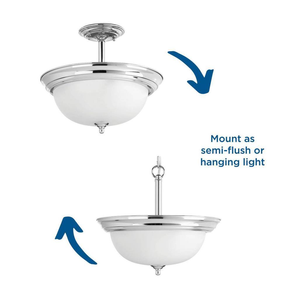 Polished Chrome Glass Dome Semi-Flush Mount Light