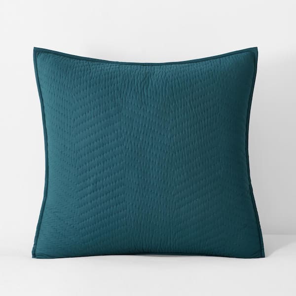 The Company Store Company Teal Cotton Euro Quilted Sham