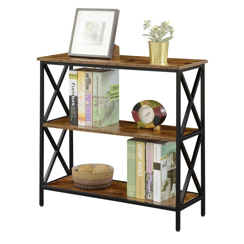 Tucson 32" Modern Black 3-Tier Particleboard Bookcase