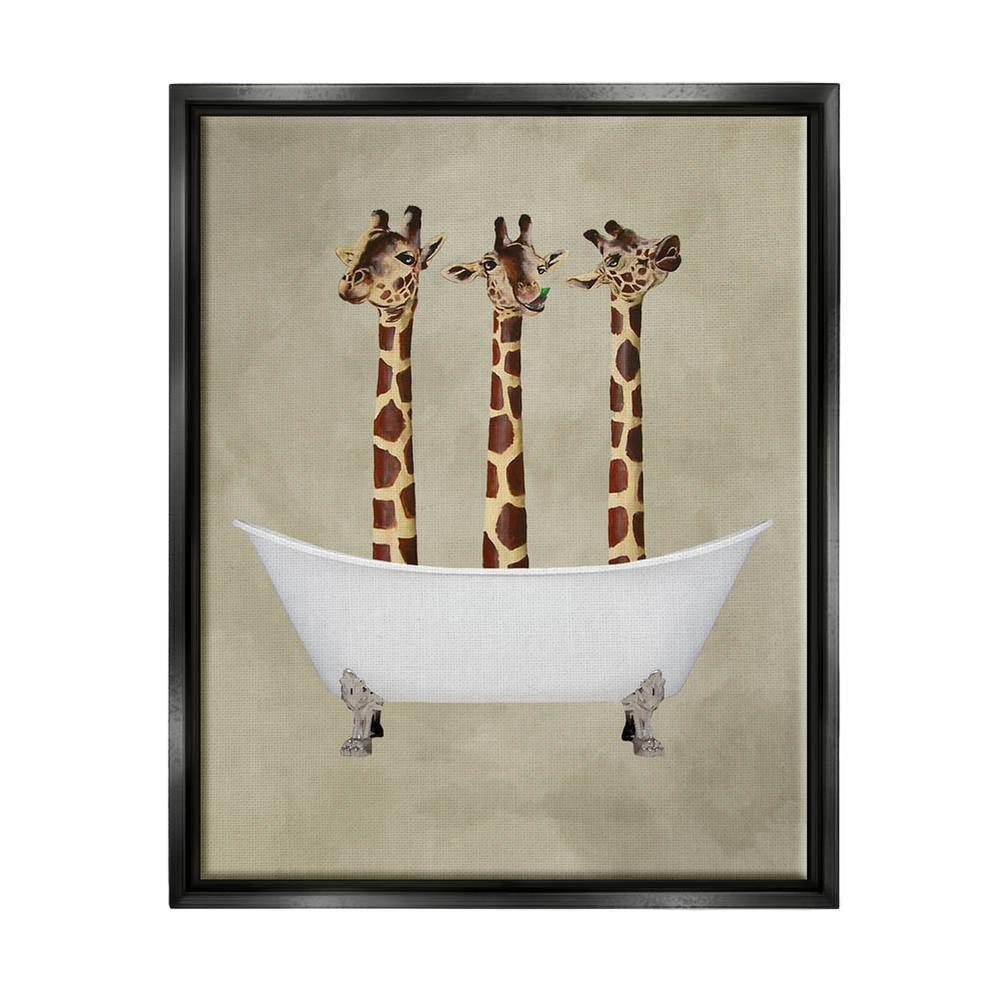 Three Giraffes In A Bathtub by Coco de Paris Floater Frame Animal Wall Art Print 21 in. x 17 in. price history on PriceWatchPro