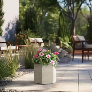 Lightweight 12 in. H Large Light Gray Geometric Concrete Plant Pot/Planter for Indoor and Outdoor