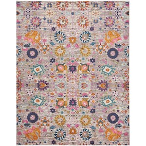 Passion Silver 8 ft. x 10 ft. Persian Floral Vintage Area Rug