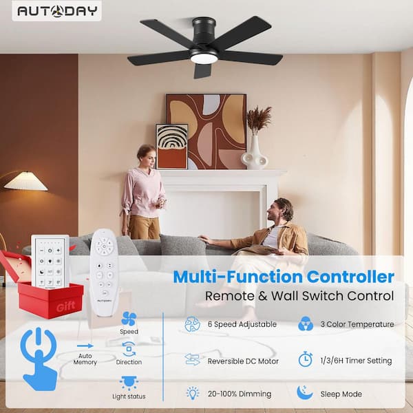 ZXXC 42 in. Indoor/Outdoor Black Downrod Mount Ceiling Fan with